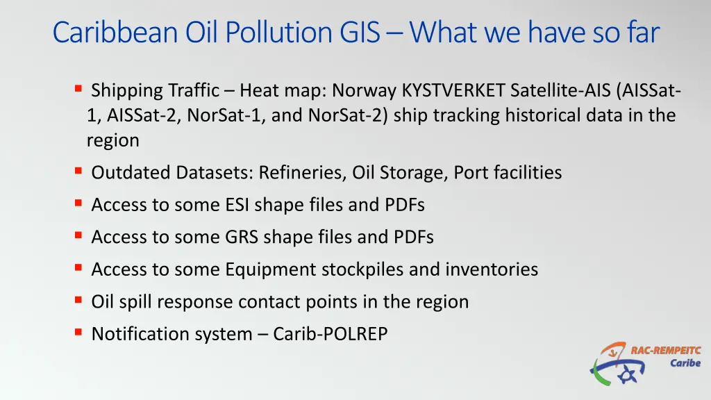 caribbean oil pollution gis what we have so far