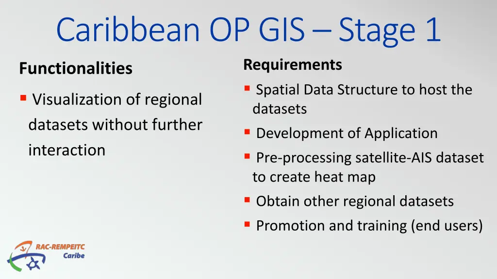 caribbean op gis stage 1 requirements spatial