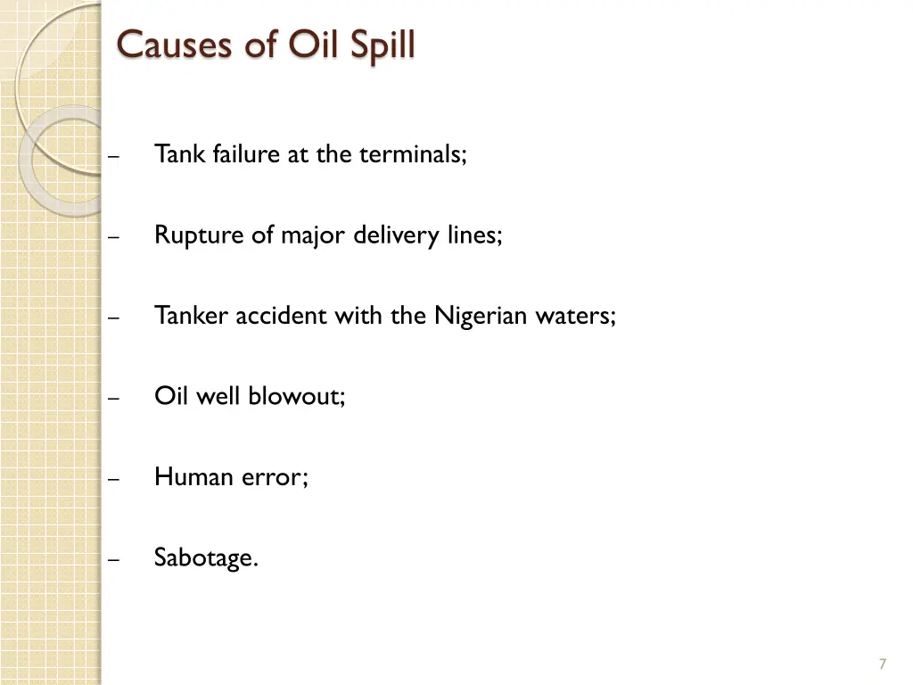 causes of oil spill