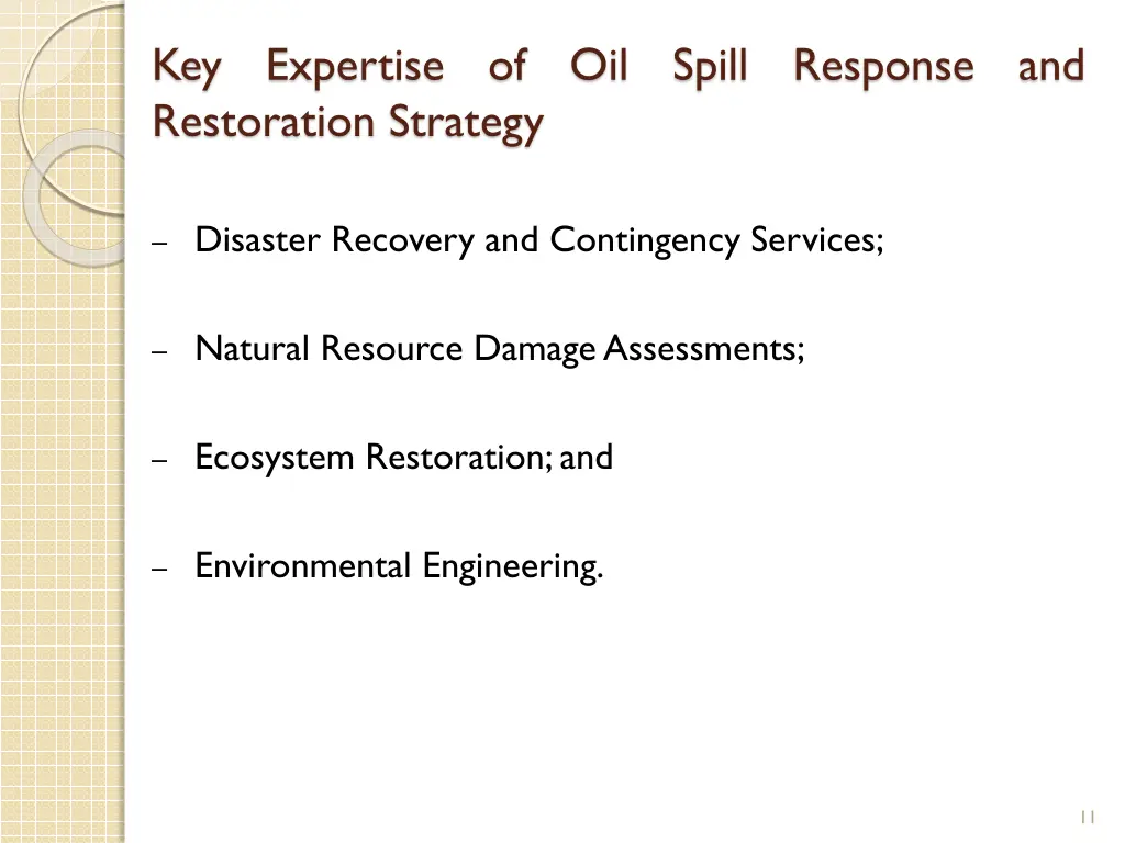 key expertise of oil spill response