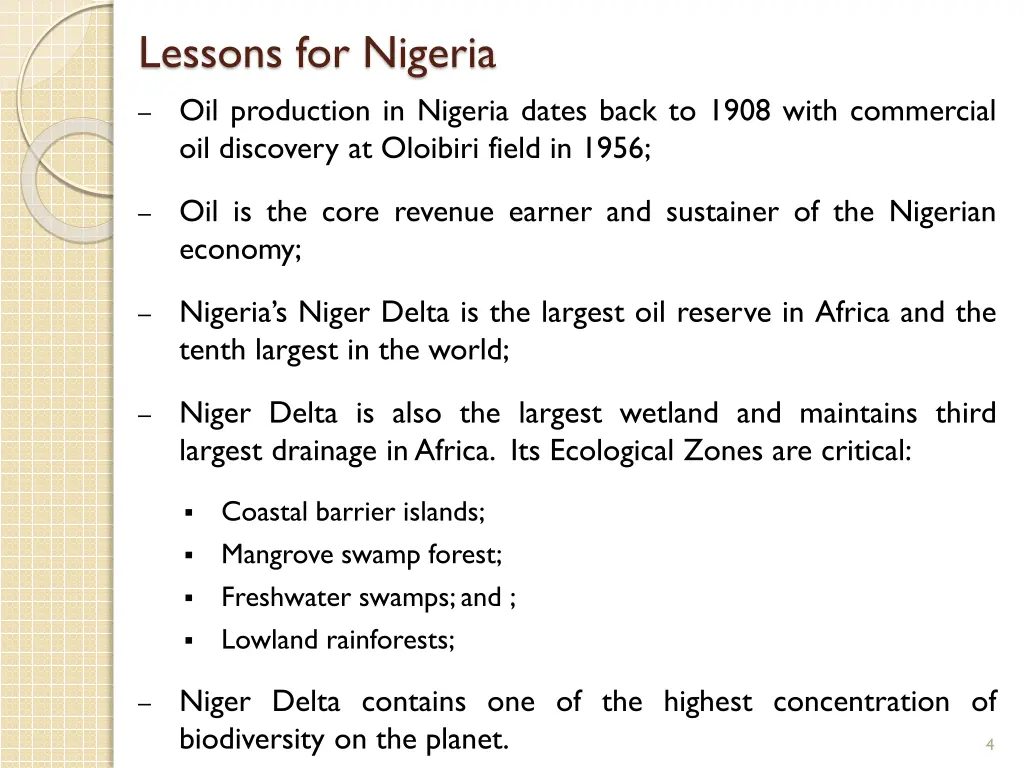 lessons for nigeria oil production in nigeria