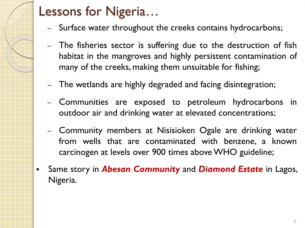 lessons for nigeria surface water throughout