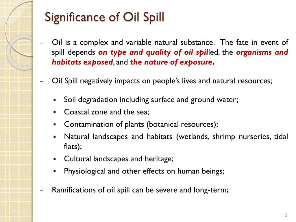 significance of oil spill