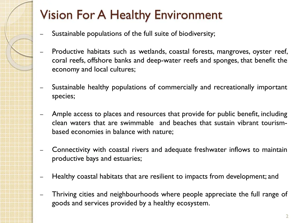 vision for a healthy environment