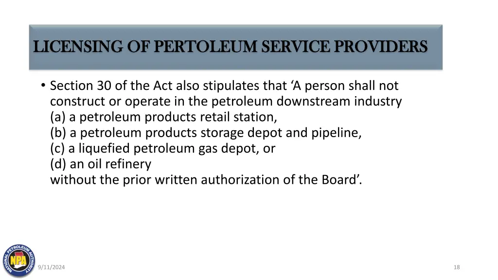 licensing of pertoleum service providers 1