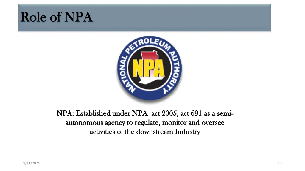 role of npa role of npa