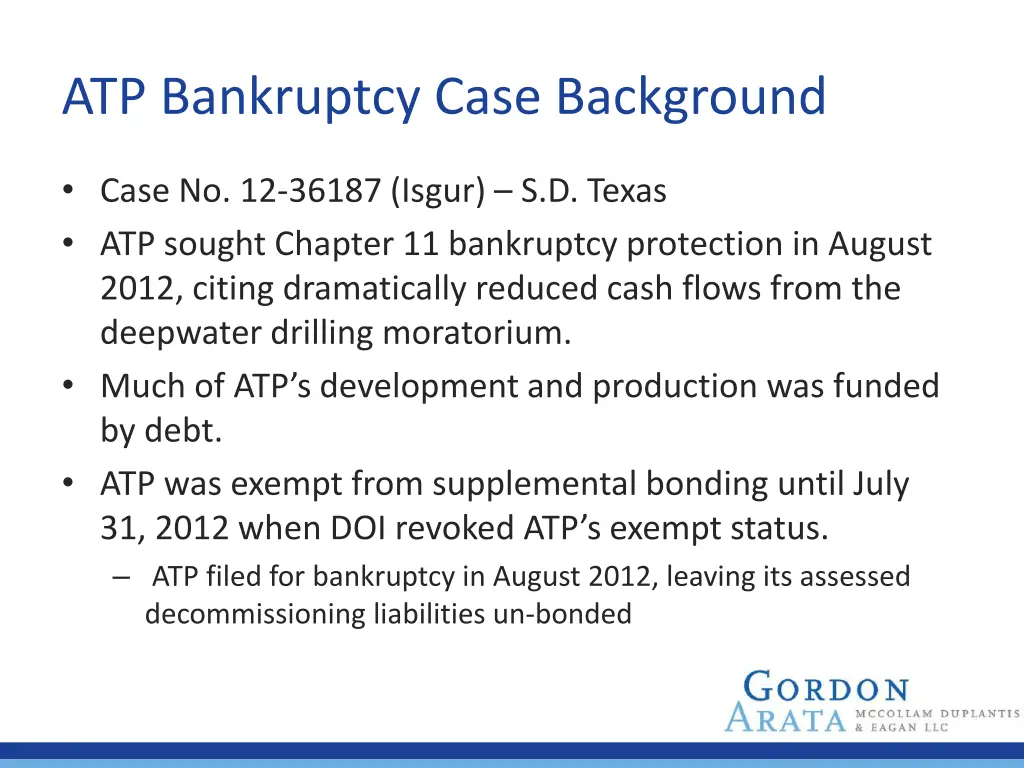 atp bankruptcy case background