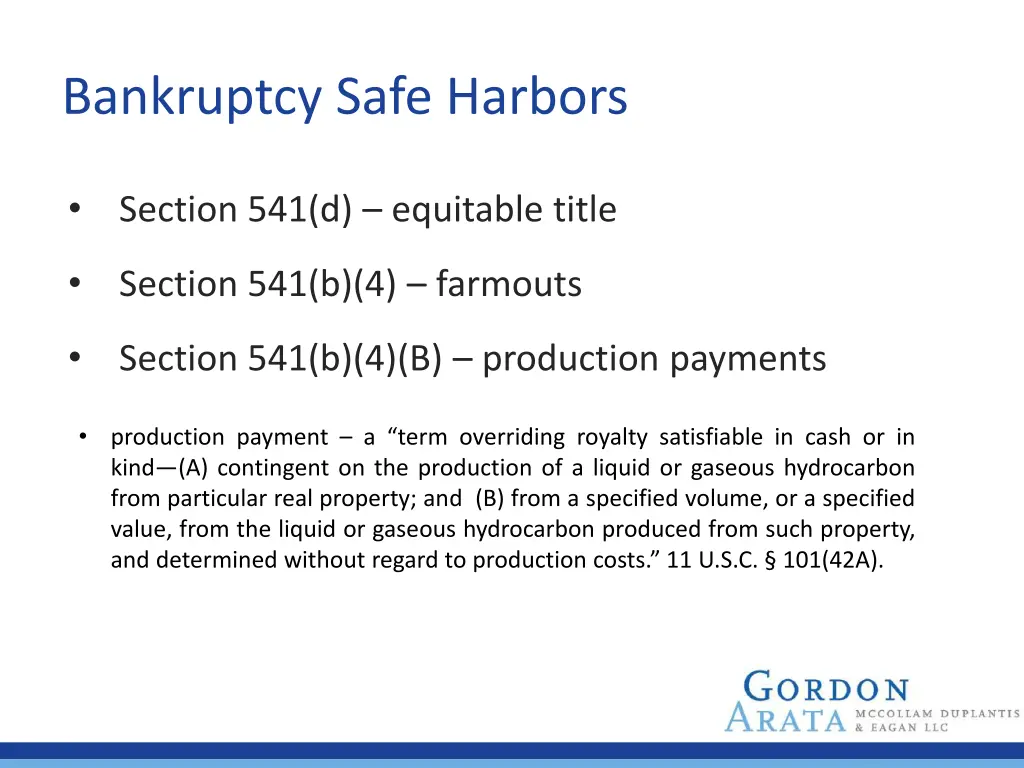 bankruptcy safe harbors