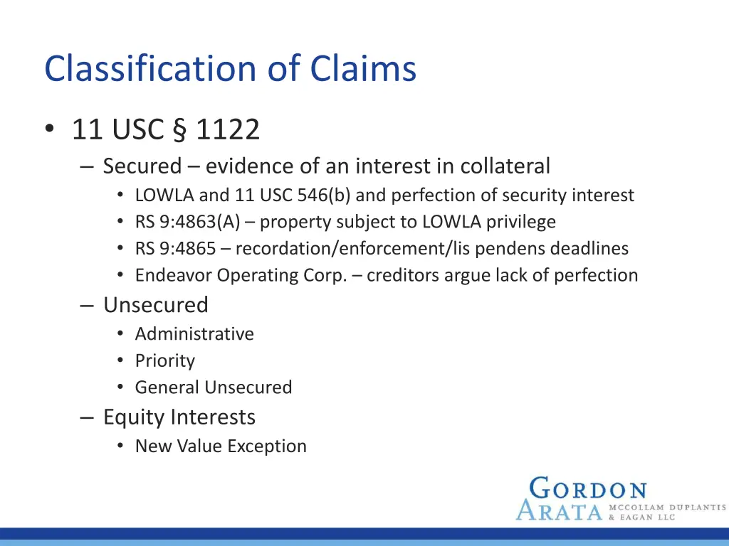 classification of claims