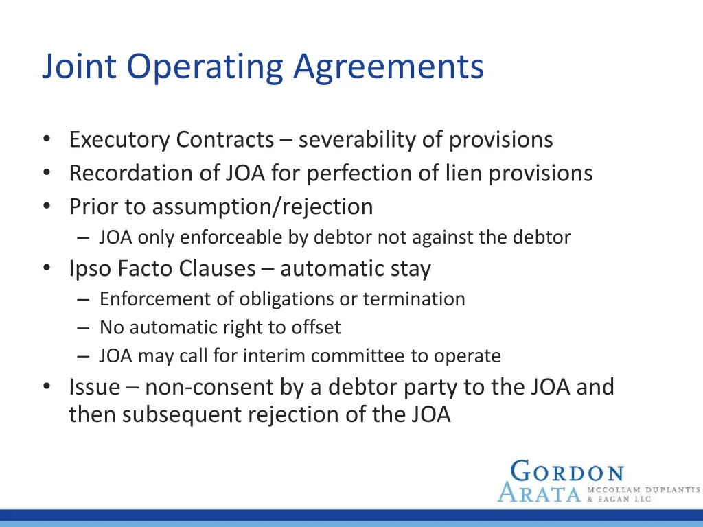 joint operating agreements