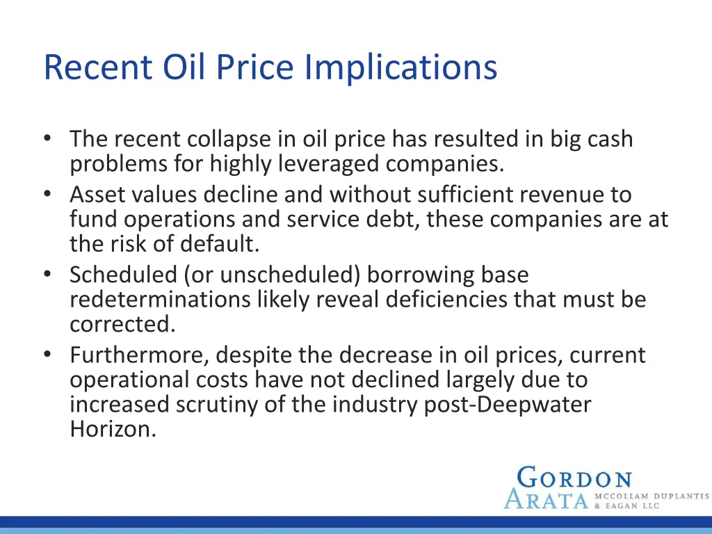 recent oil price implications 1