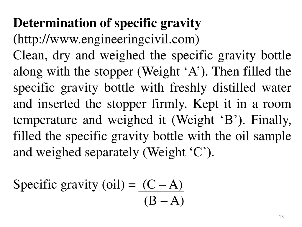 determination of specific gravity http