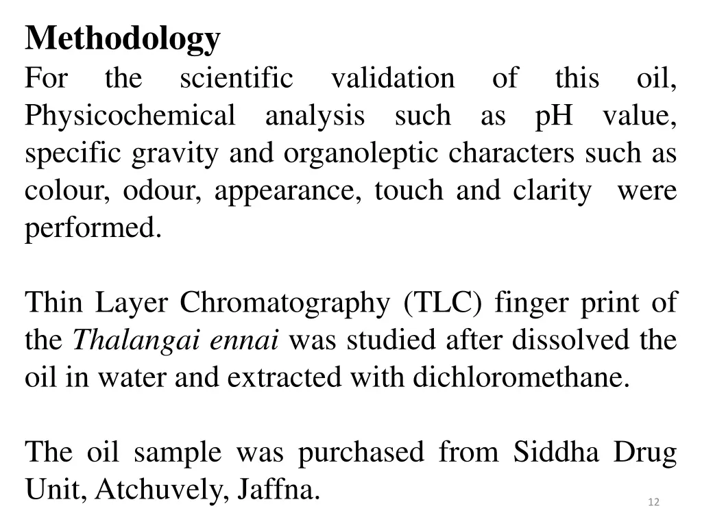 methodology for the physicochemical analysis such