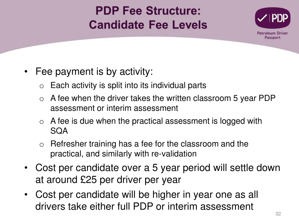 fee payment is by activity o each activity