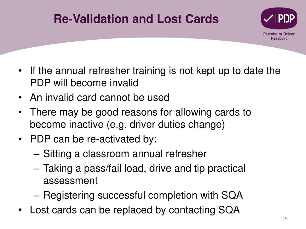 re validation and lost cards