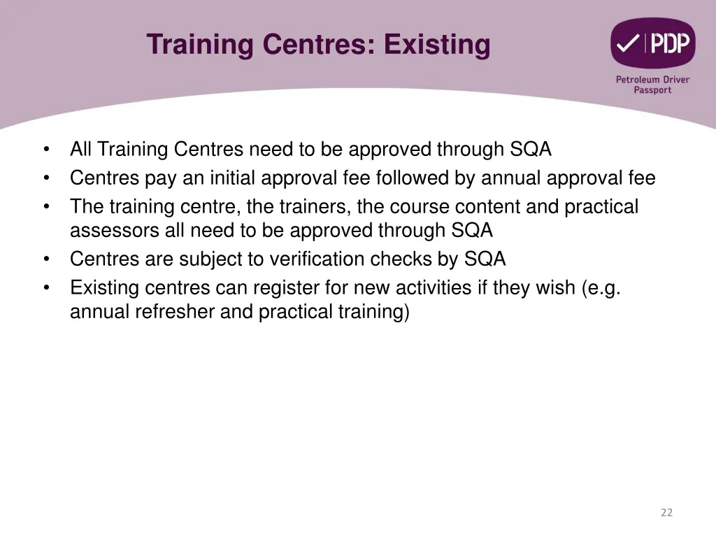 training centres existing