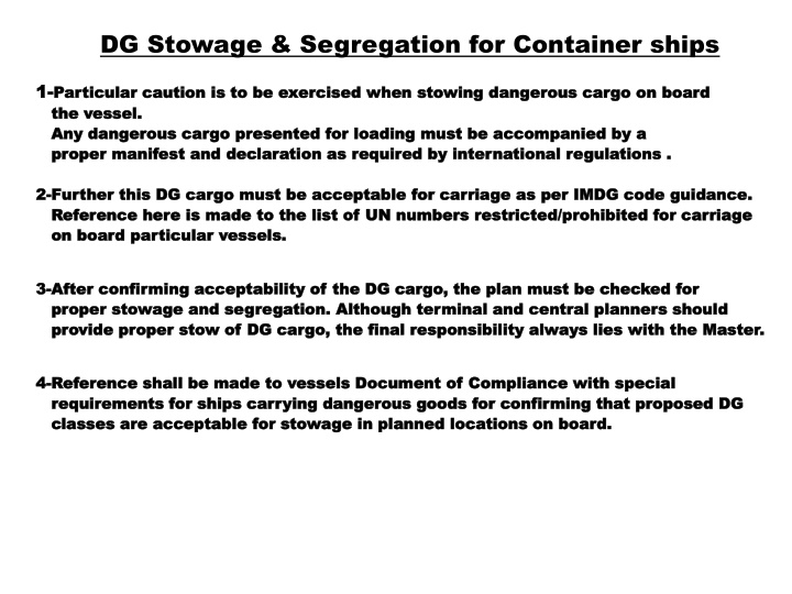 dg stowage segregation for container ships