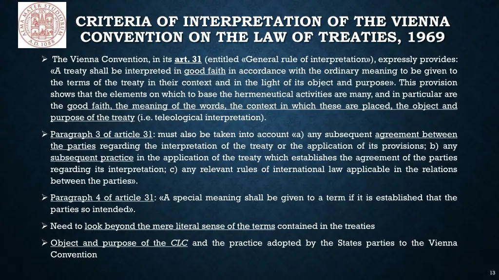 criteria of interpretation of the vienna