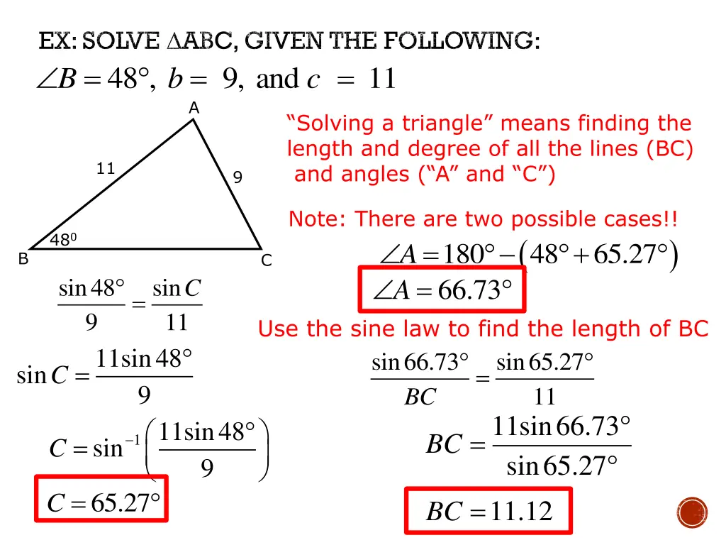 ex solve abc given the following