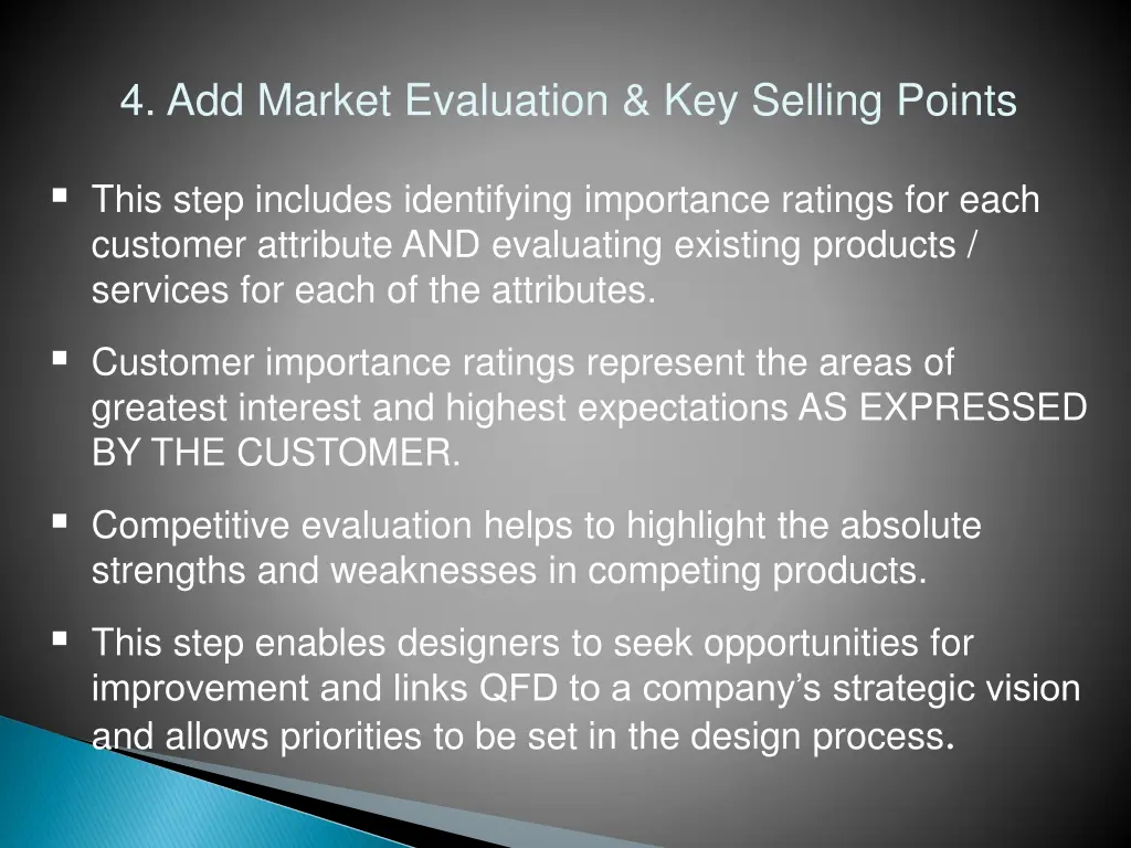 4 add market evaluation key selling points