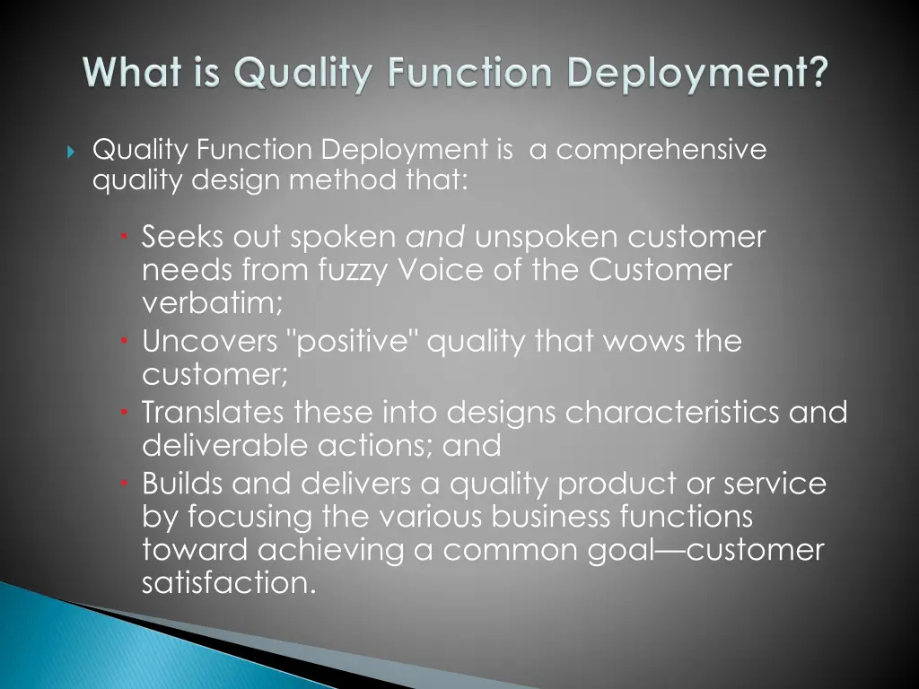 quality function deployment is a comprehensive