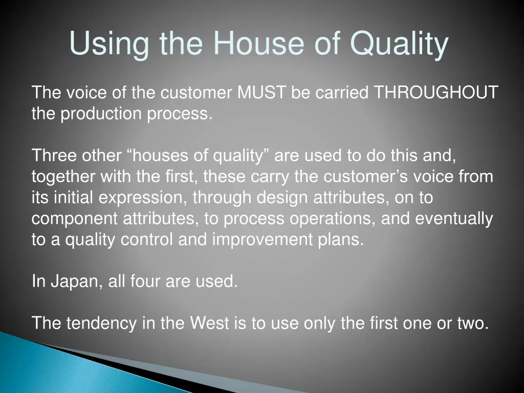 using the house of quality