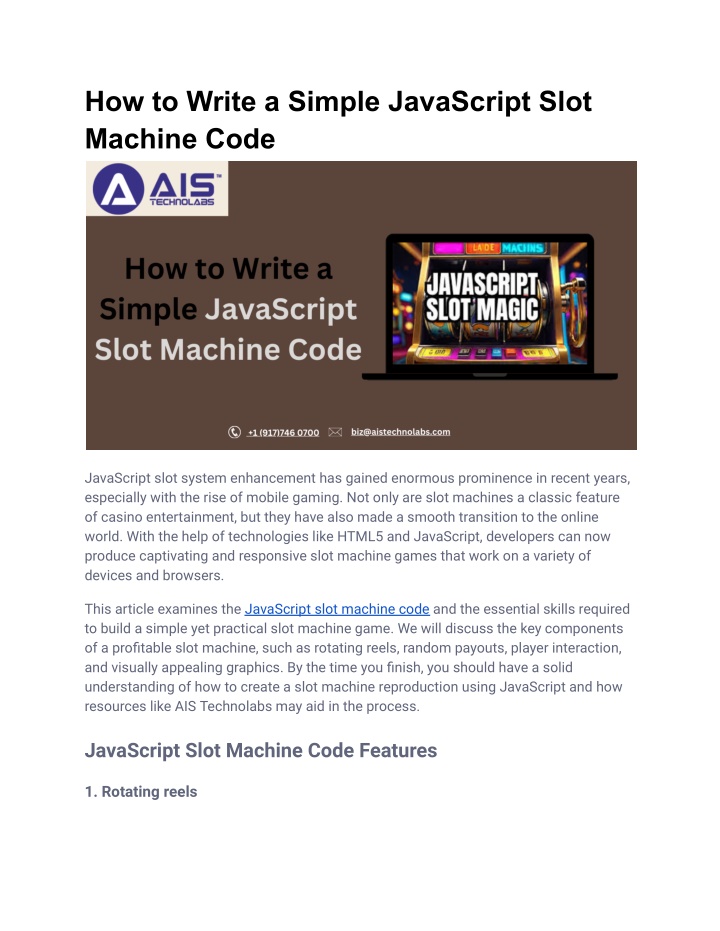 how to write a simple javascript slot machine code