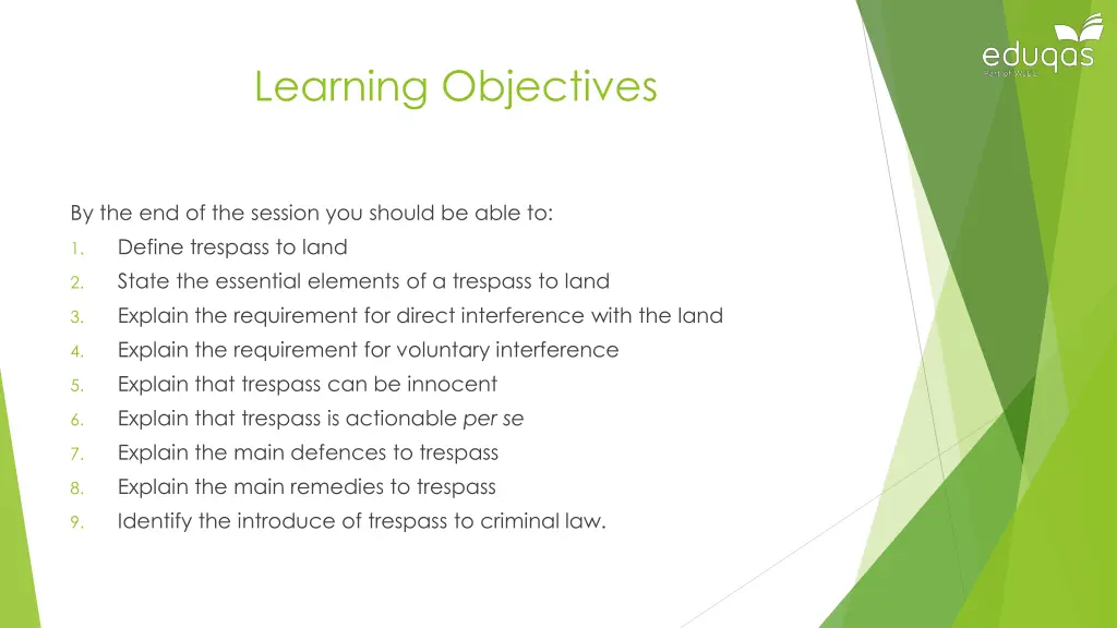 learning objectives