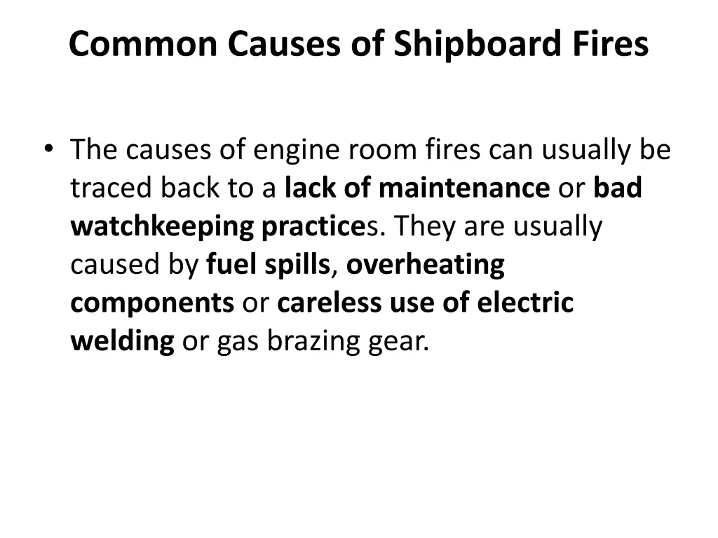 common causes of shipboard fires 1