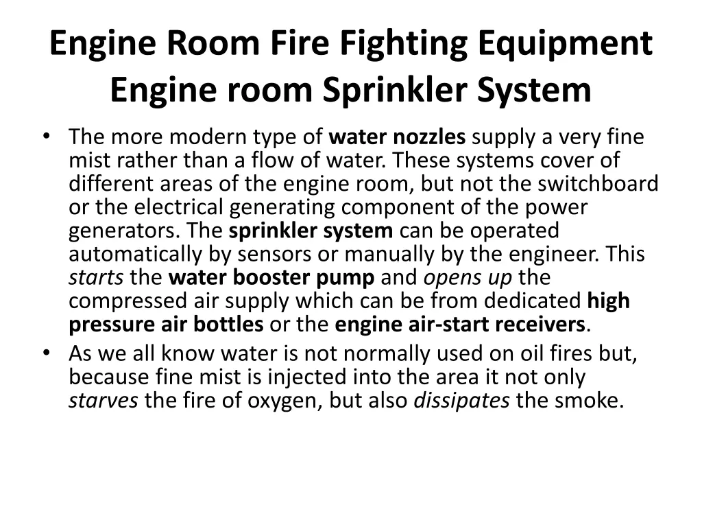 engine room fire fighting equipment engine room