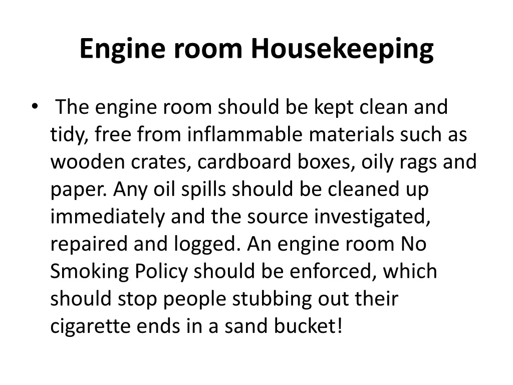 engine room housekeeping