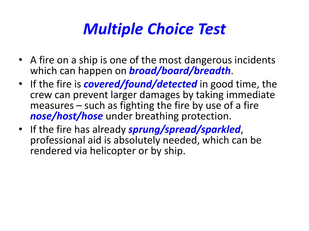 multiple choice test