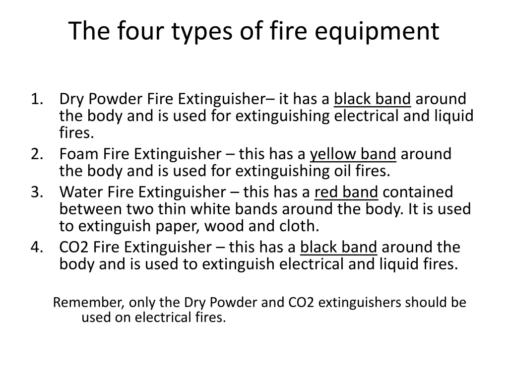 the four types of fire equipment