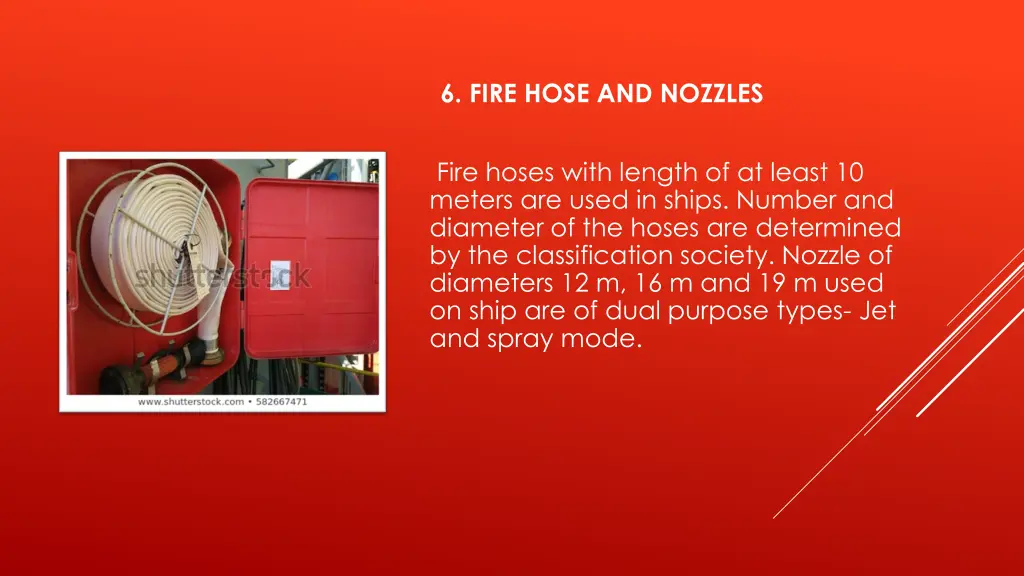 6 fire hose and nozzles