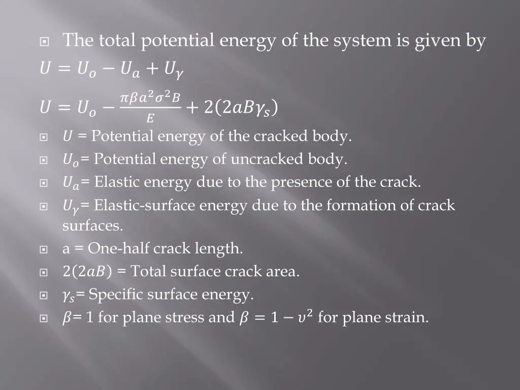 the total potential energy of the system is given