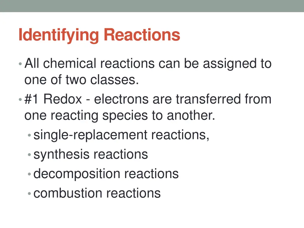 identifying reactions