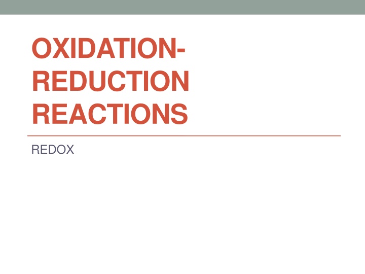 oxidation reduction reactions