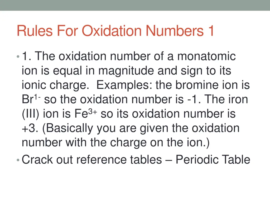 rules for oxidation numbers 1