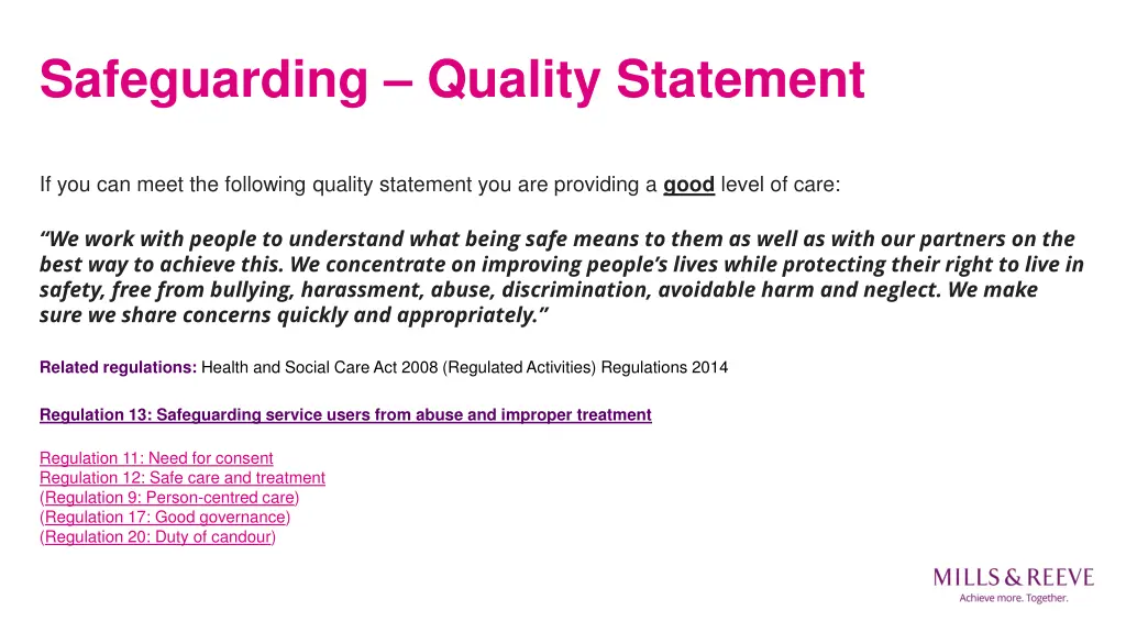 safeguarding quality statement