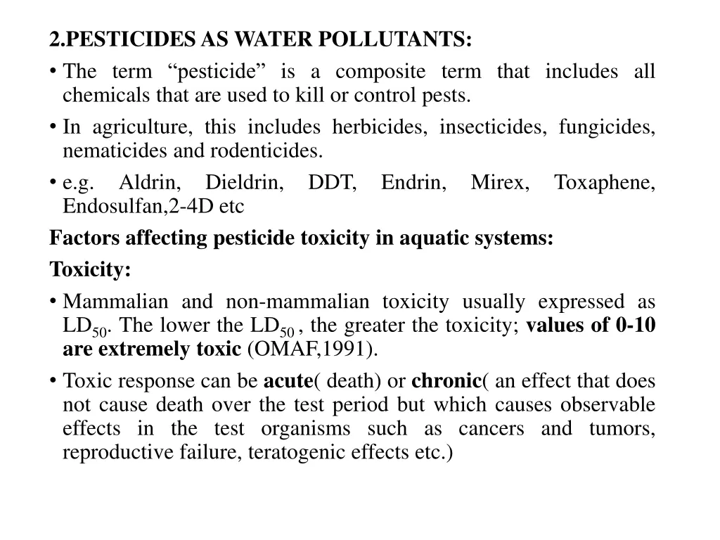 2 pesticides as water pollutants the term