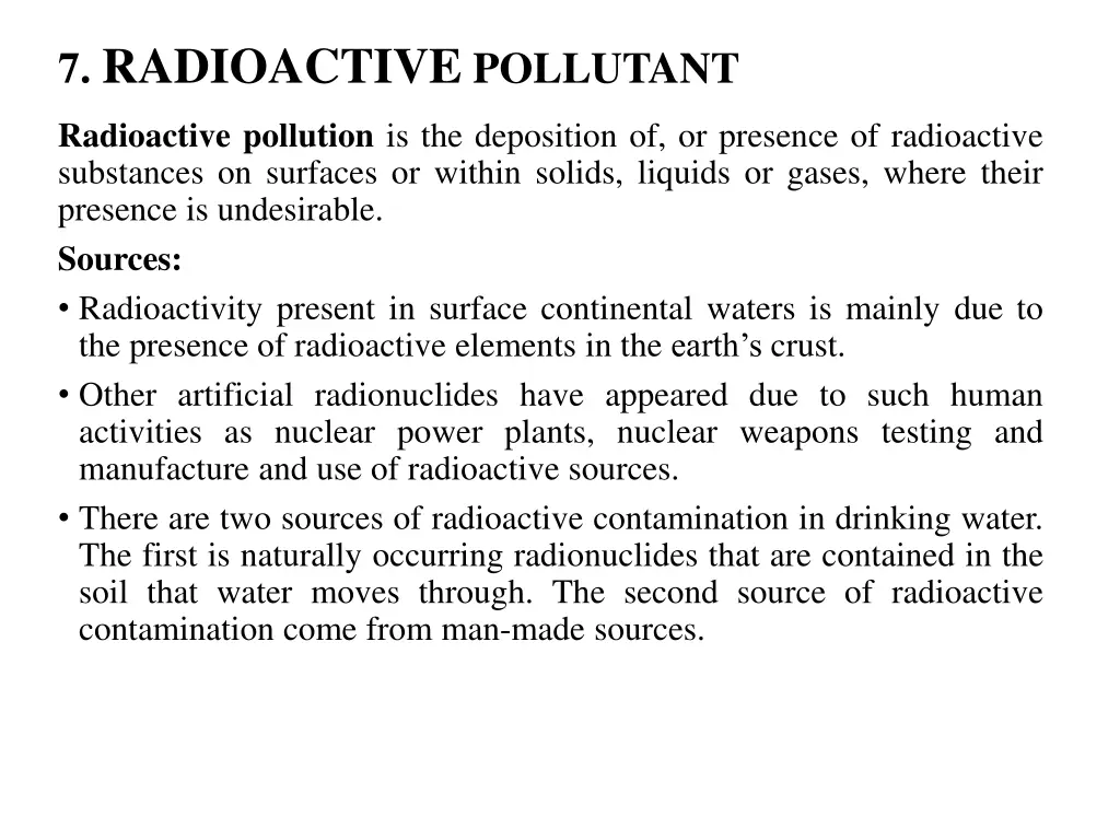 7 radioactive pollutant