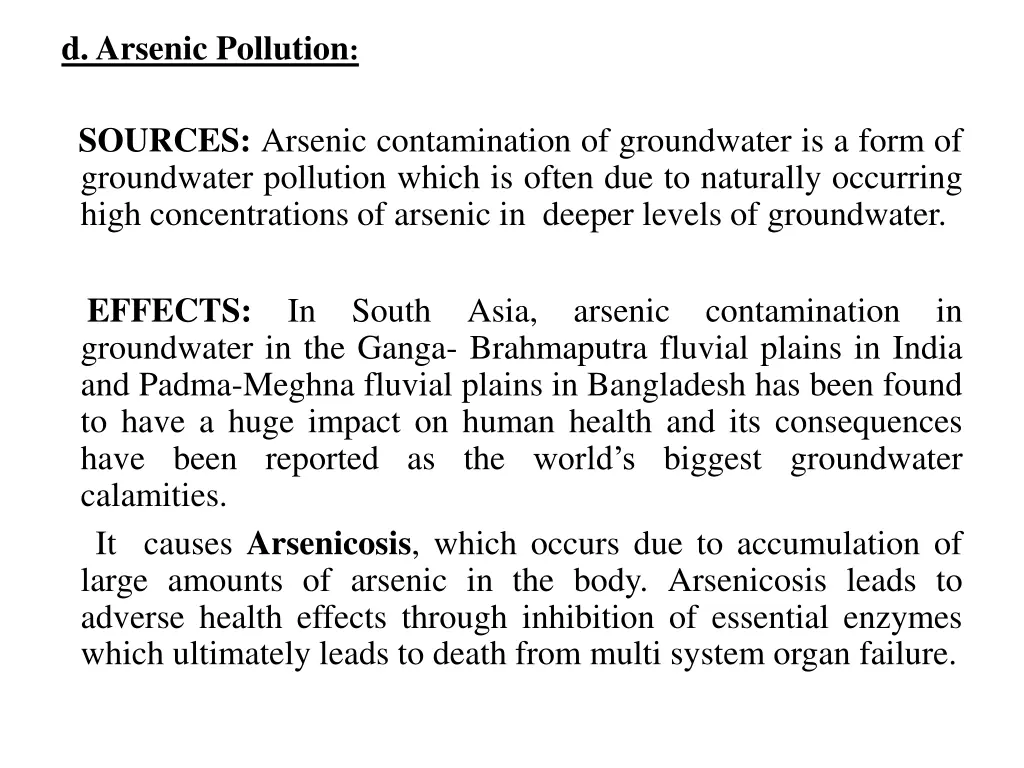 d arsenic pollution