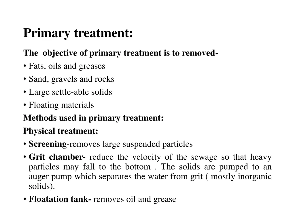 primary treatment