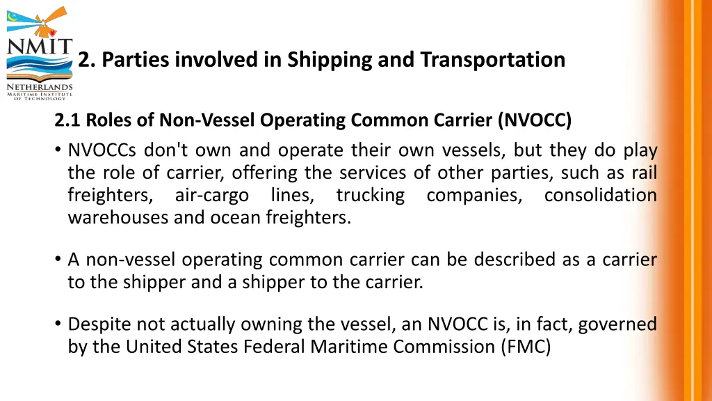 2 parties involved in shipping and transportation 1