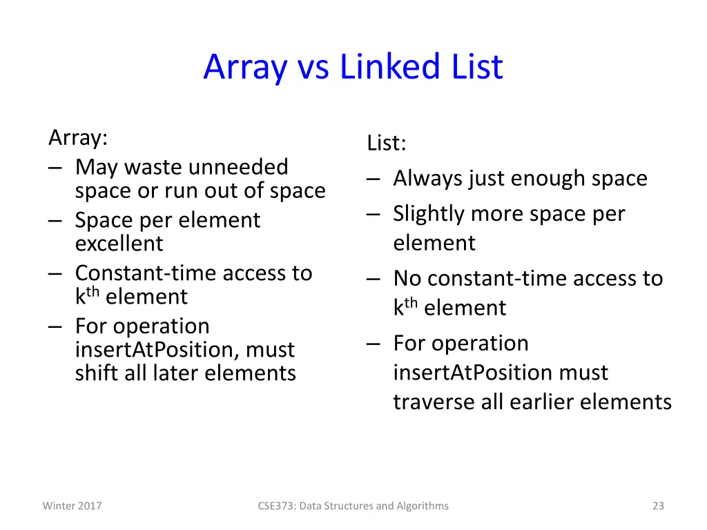 array vs linked list