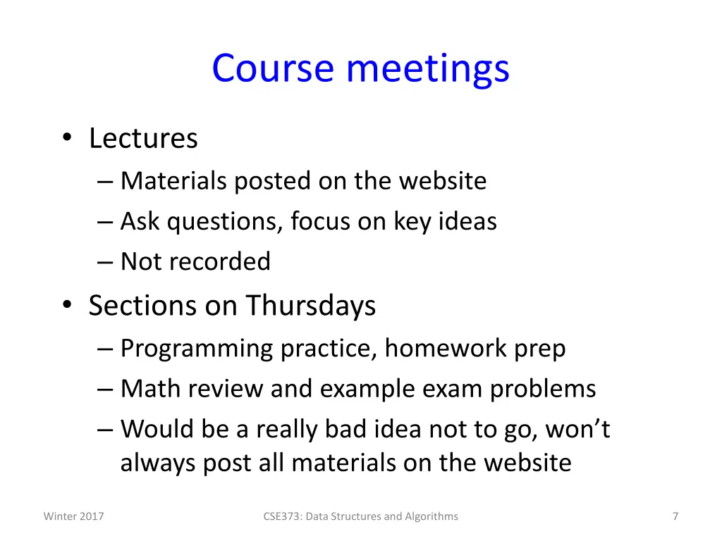 course meetings