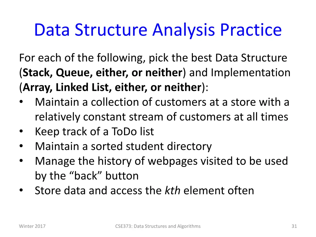 data structure analysis practice