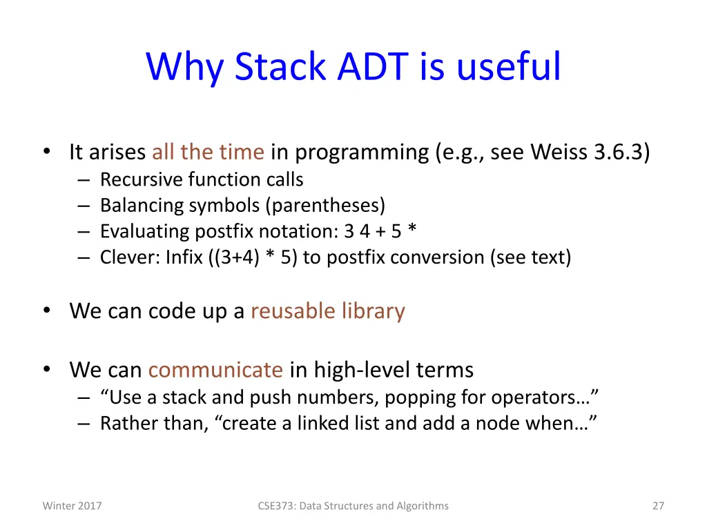 why stack adt is useful