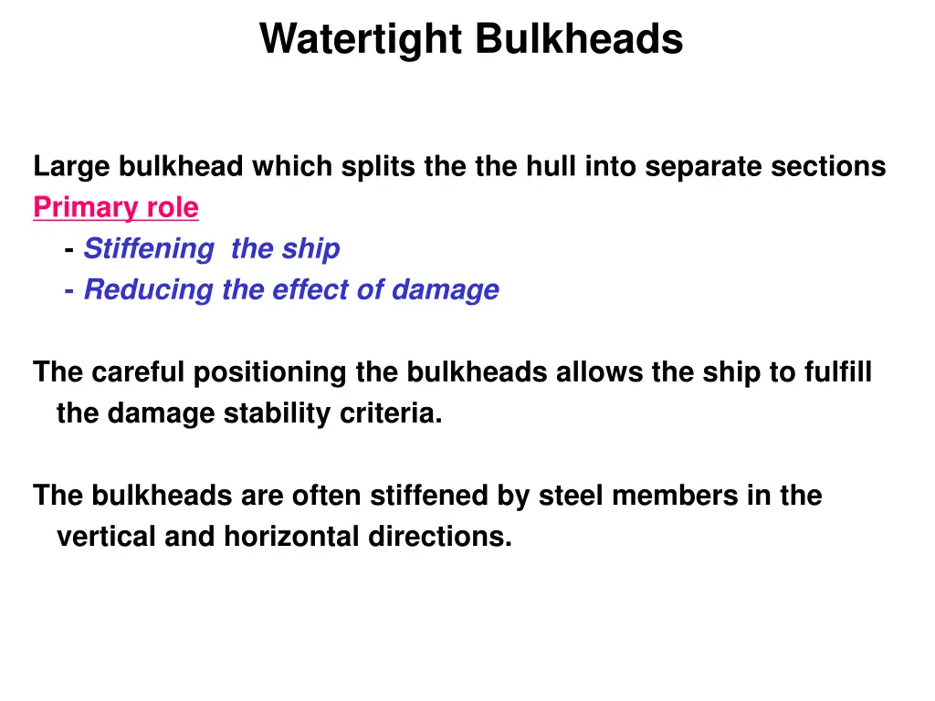 watertight bulkheads