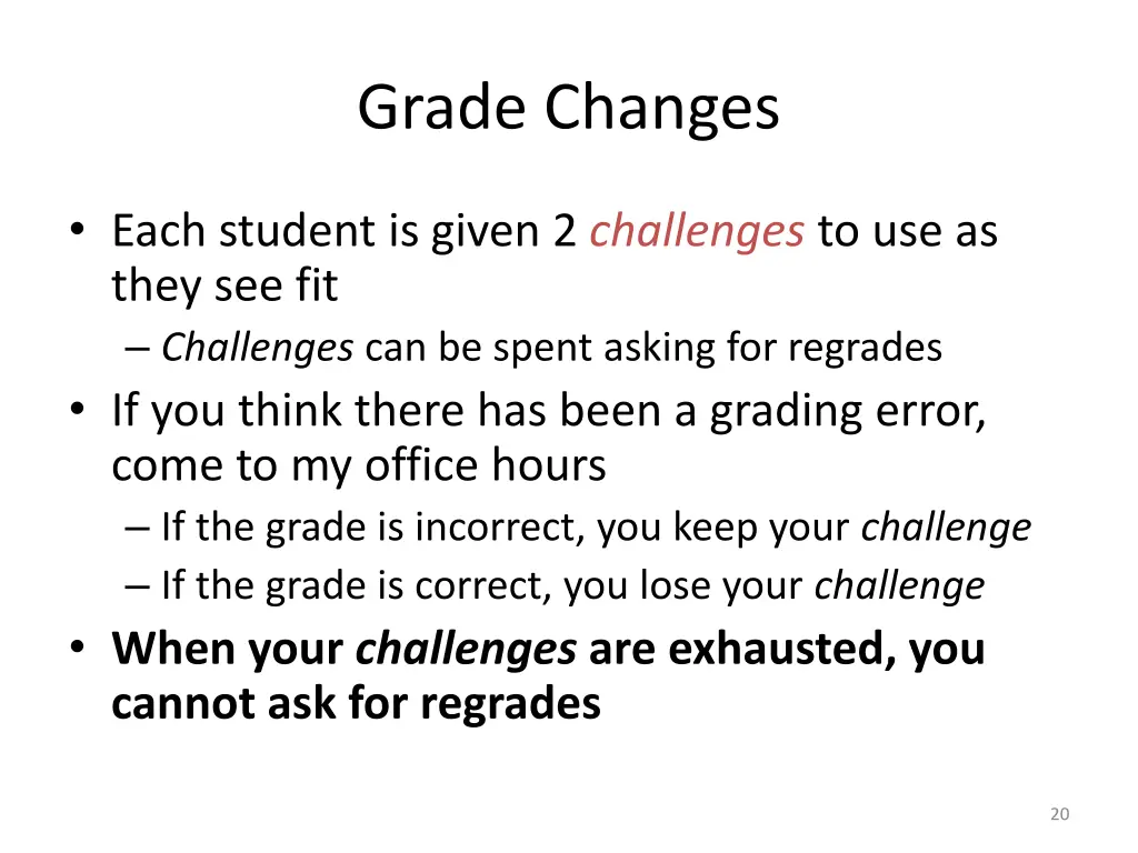 grade changes